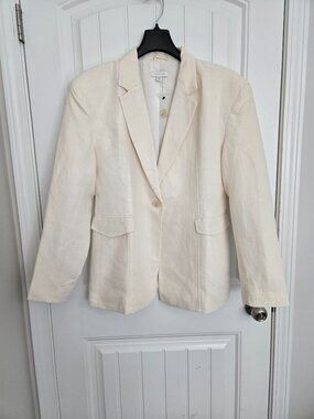 Topshop Cream Oversized Linen Blend Blazer | US 10 | NWoT